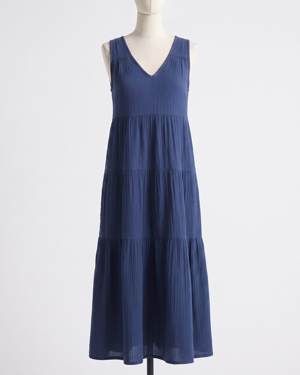 100% Organic Cotton Gauze Tiered Maxi Dress